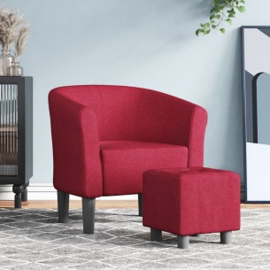 Fauteuil cabriolet avec repose-pied rouge bordeaux tissu