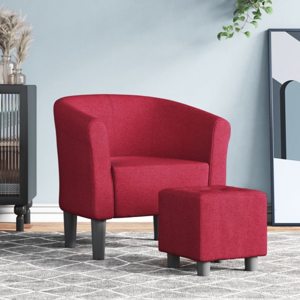 Fauteuil cabriolet avec repose-pied rouge bordeaux tissu