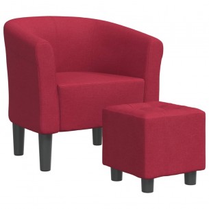 Fauteuil cabriolet avec repose-pied rouge bordeaux tissu