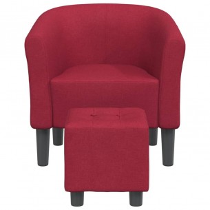 Fauteuil cabriolet avec repose-pied rouge bordeaux tissu