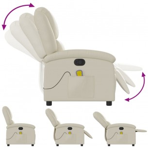 Fauteuil inclinable de massage Crème Similicuir