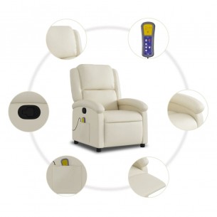 Fauteuil inclinable de massage Crème Similicuir