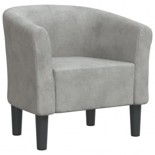Fauteuil cabriolet gris clair velours