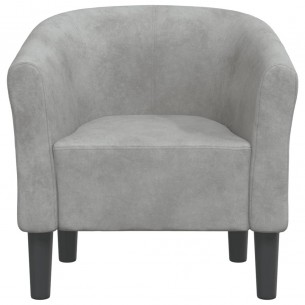 Fauteuil cabriolet gris clair velours