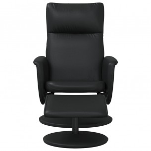 Fauteuil inclinable avec repose-pied noir similicuir