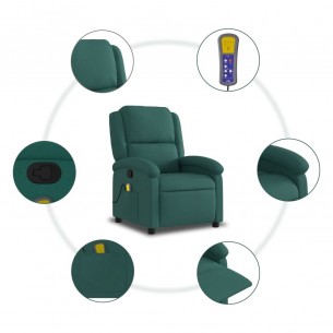 Fauteuil de massage inclinable Vert foncé Tissu