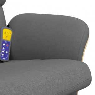 Fauteuil de massage inclinable et repose-pieds gris foncé tissu