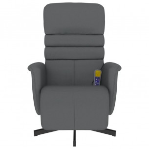 Fauteuil inclinable de massage repose-pieds gris similicuir