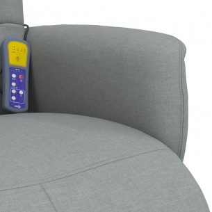 Fauteuil inclinable de massage et repose-pieds gris clair tissu