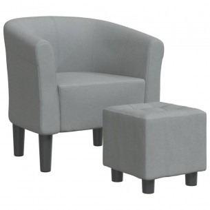 Fauteuil cabriolet avec repose-pied gris clair tissu