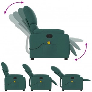 Fauteuil de massage inclinable Vert foncé Tissu