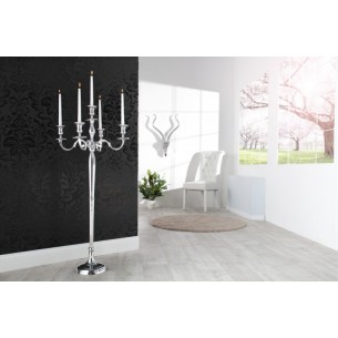 Chandelier 120 cm design 5 branches en aluminium argenté Chandelier 120 cm design 5 branches en aluminium argenté