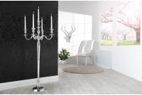 Chandelier 120 cm design 5 branches en aluminium argenté