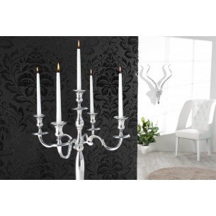 Chandelier 120 cm design 5 branches en aluminium argenté Chandelier 120 cm design 5 branches en aluminium argenté