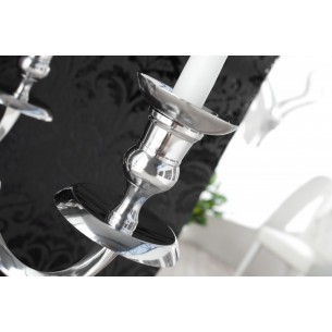 Chandelier 120 cm design 5 branches en aluminium argenté Chandelier 120 cm design 5 branches en aluminium argenté