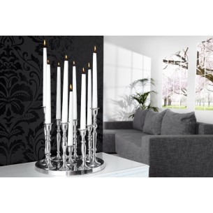 Chandelier design en aluminium argenté à 9 branches Chandelier design en aluminium argenté à 9 branches