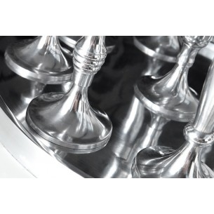 Chandelier design en aluminium argenté à 9 branches Chandelier design en aluminium argenté à 9 branches