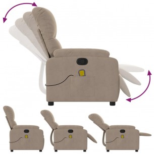 Fauteuil inclinable de massage taupe tissu microfibre