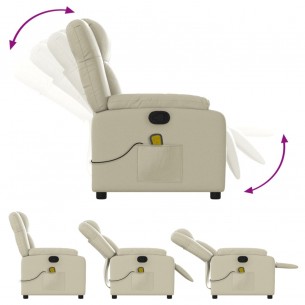 Fauteuil inclinable de massage Crème Similicuir