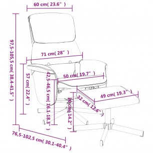 Fauteuil de massage inclinable avec repose-pied noir tissu
