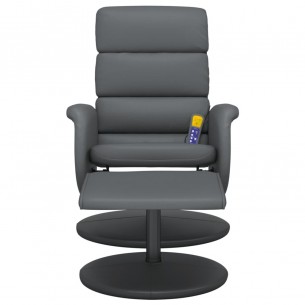 Fauteuil inclinable de massage avec repose-pied gris similicuir