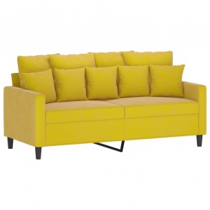 Ensemble de canapés 2 pcs avec coussins Jaune Velours