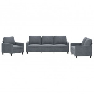 Ensemble de canapés 3 pcs avec coussins Gris foncé Velours
