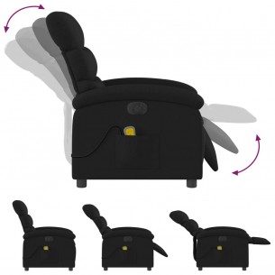 Fauteuil de massage inclinable électrique Noir Tissu