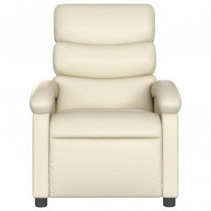 Fauteuil de massage inclinable électrique crème similicuir