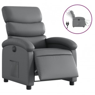 Fauteuil inclinable électrique Gris Similicuir