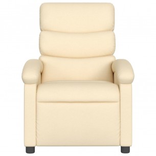 Fauteuil inclinable de massage électrique crème tissu