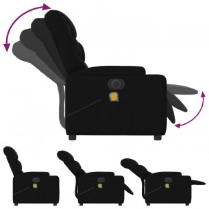 Fauteuil de massage inclinable électrique Noir Tissu