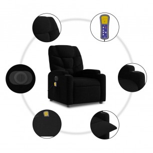 Fauteuil de massage inclinable électrique Noir Tissu