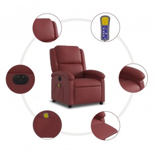 Fauteuil de massage inclinable électrique rouge bordeaux