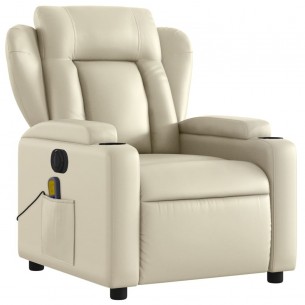Fauteuil de massage inclinable électrique crème similicuir