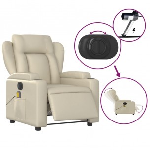 Fauteuil de massage inclinable électrique crème similicuir