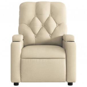 Fauteuil inclinable de massage électrique crème tissu