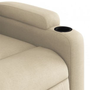 Fauteuil inclinable de massage électrique crème tissu