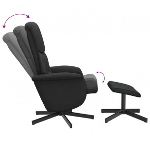 Fauteuil inclinable avec repose-pied noir tissu
