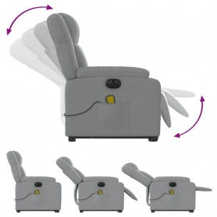 Fauteuil inclinable de massage électrique Gris clair Tissu