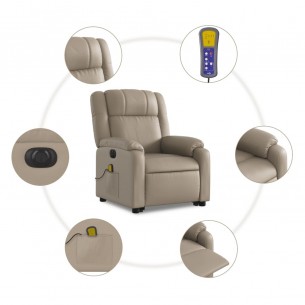 Fauteuil inclinable de massage électrique cappuccino similicuir