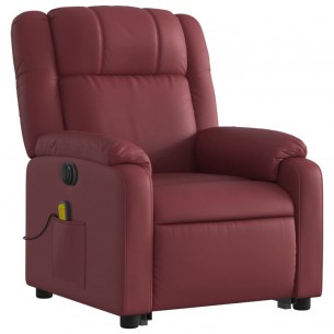 Fauteuil inclinable de massage électrique rouge bordeaux