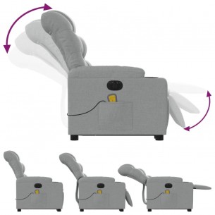 Fauteuil inclinable de massage électrique Gris clair Tissu