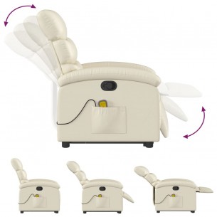 Fauteuil inclinable de massage Crème Similicuir