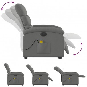 Fauteuil inclinable de massage électrique Gris foncé Tissu
