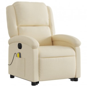 Fauteuil inclinable de massage électrique Crème Tissu