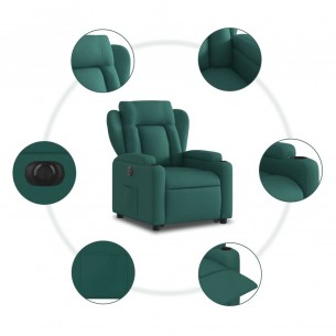 Fauteuil inclinable électrique vert foncé tissu