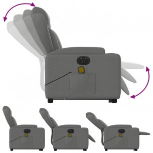 Fauteuil inclinable de massage électrique Gris foncé Tissu