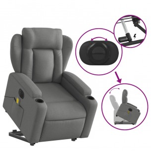 Fauteuil inclinable de massage électrique Gris foncé Tissu