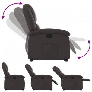 Fauteuil inclinable marron foncé cuir véritable